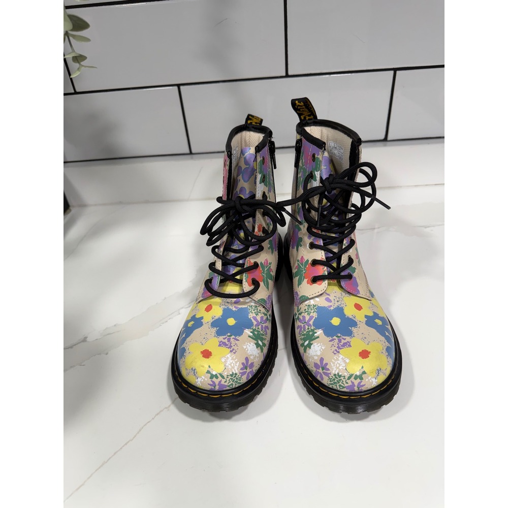 Dr. Martens 1460 Y Floral Combat Boots Kids Size 6M 7L EU 38 Multi Color Zip - Picture 9 of 9